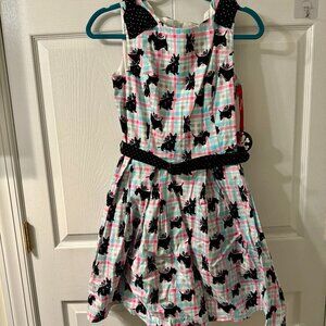 NWT Hell Bunny Pastel Scottie Puppy & Plaid Print 50s Mini Swing Dress | Size M